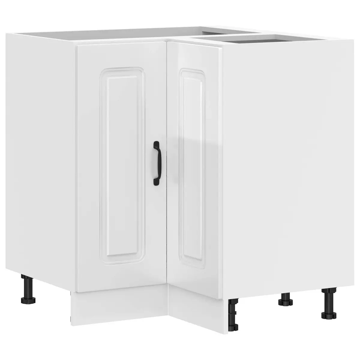 Corner Cabinet White High Gloss Engineered Wood Space Saving Kitchen Storage Unit