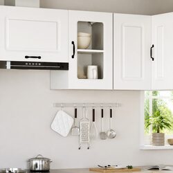Sleek White Glass Door Cabinet for Kitchen Organization