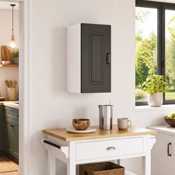 Kitchen Wall Cabinet Black Engineered Wood Storage Cupboard Organiser Unit