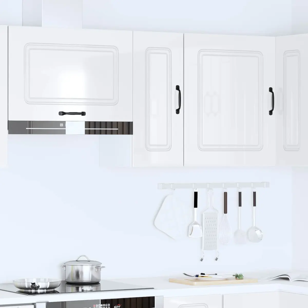 Kitchen Cabinet White High Gloss Engineered Wood Storage Cupboard Door