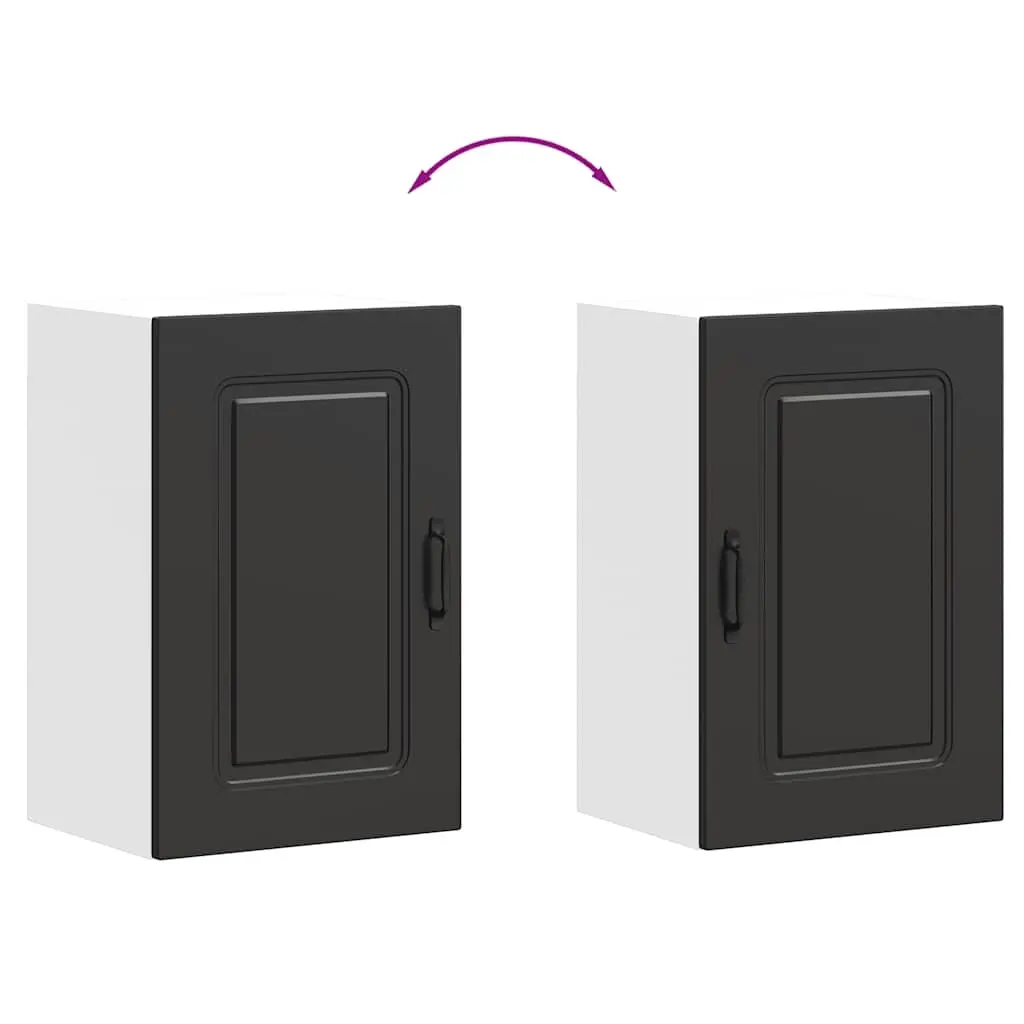 Kitchen Cabinet Black Engineered Wood Storage Cupboard Organiser Unit