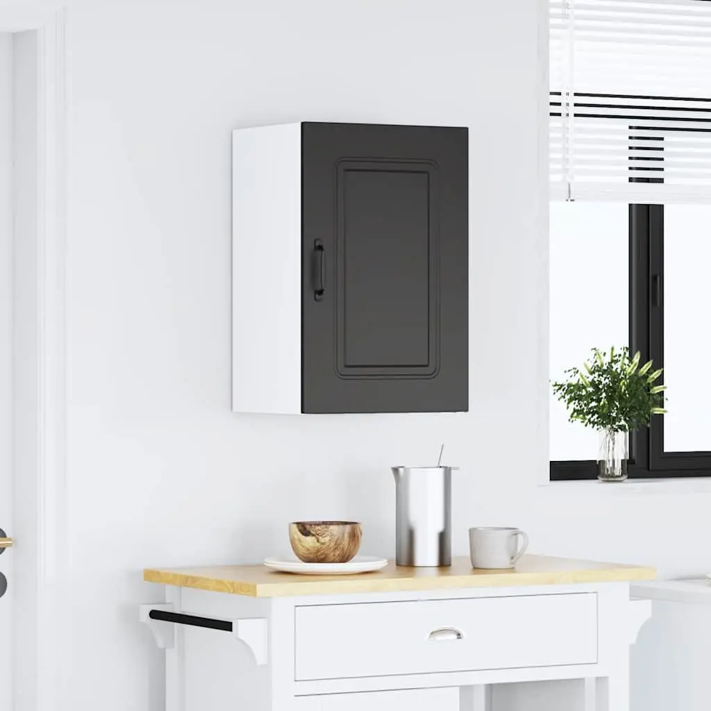 Kitchen Cabinet Black Engineered Wood Storage Cupboard Organiser Unit