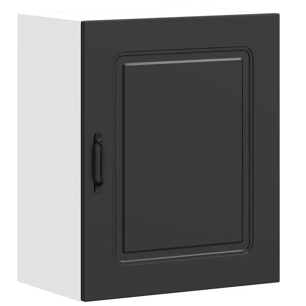 Kitchen Cabinet Black Engineered Wood Wall Storage Cupboard Organiser