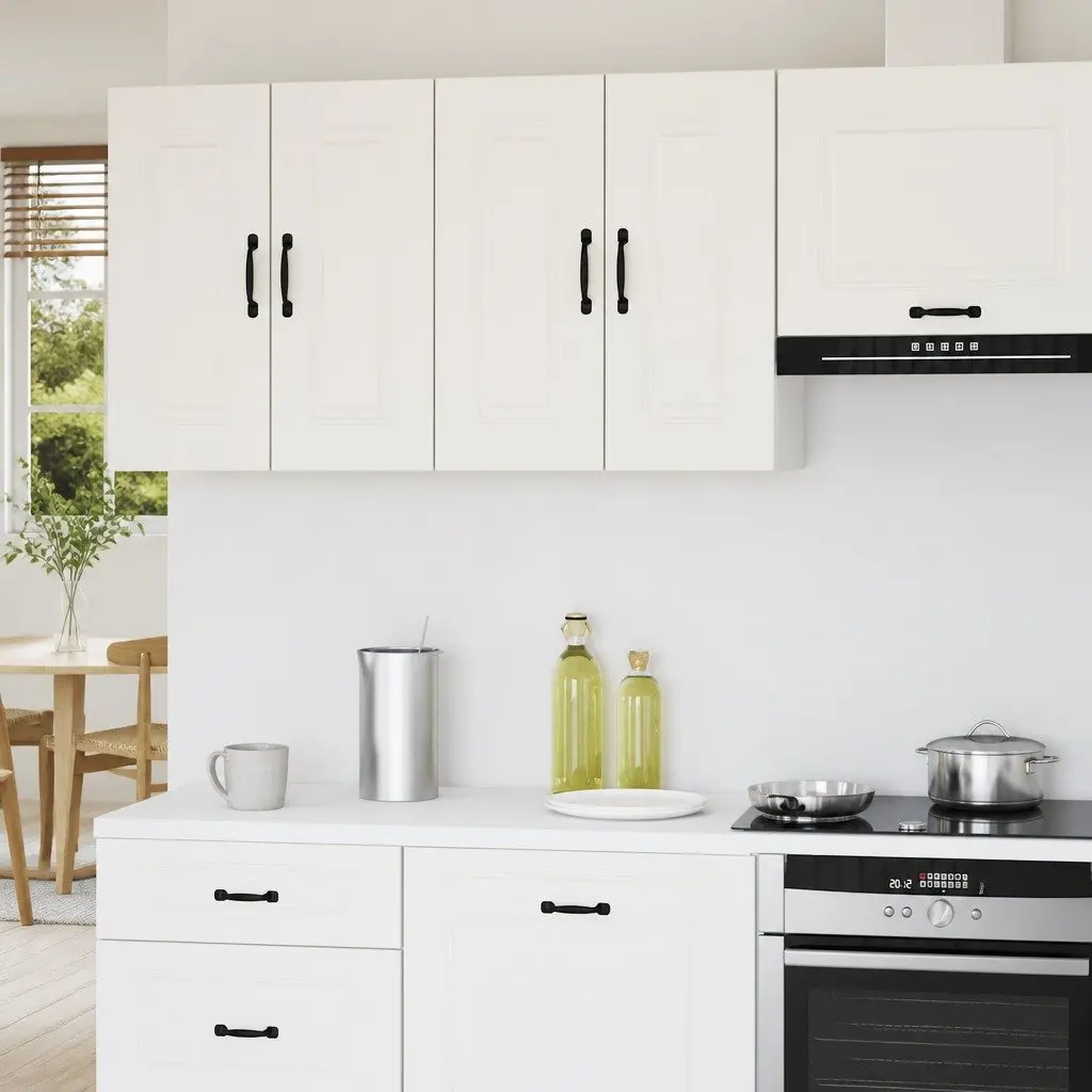 Engineered Wood White Kitchen Cabinet Wall Storage Organizer with Doors