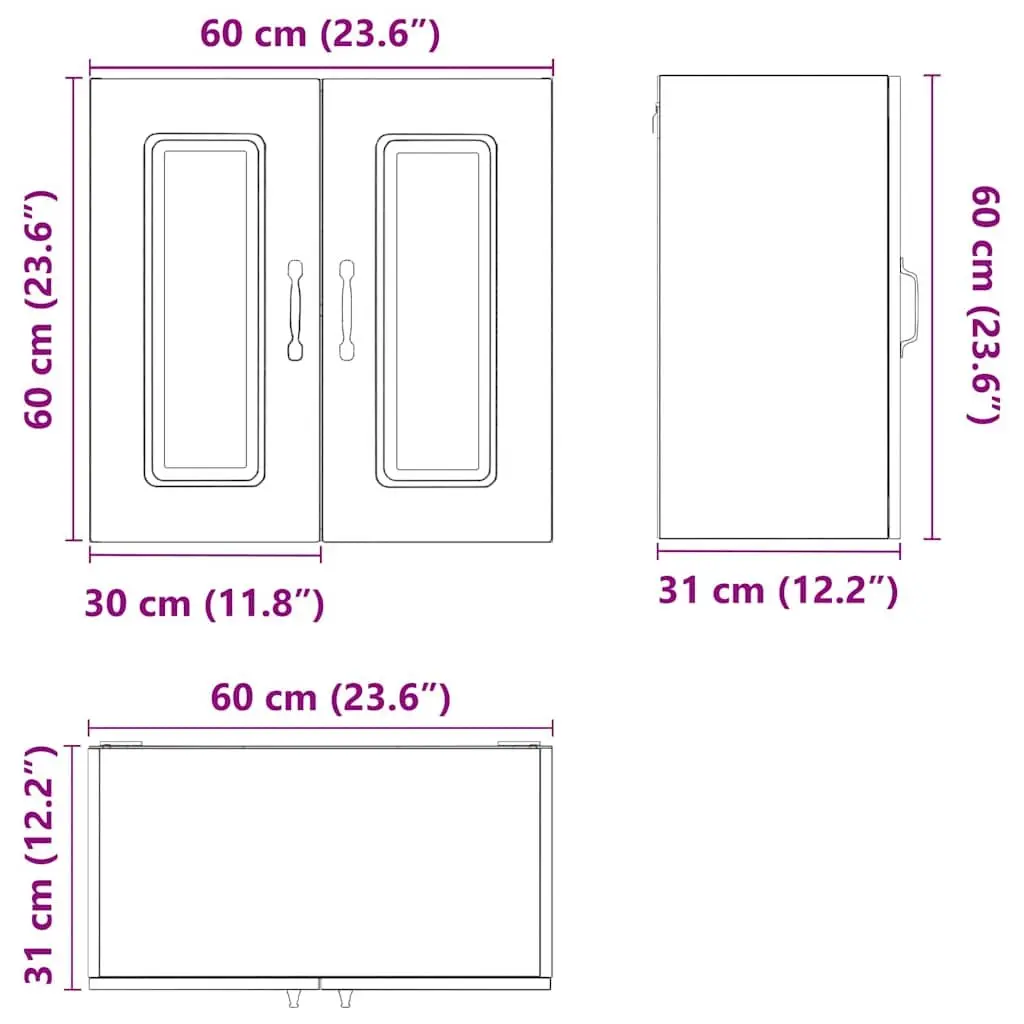 Engineered Wood White Kitchen Cabinet Wall Storage Organizer with Doors