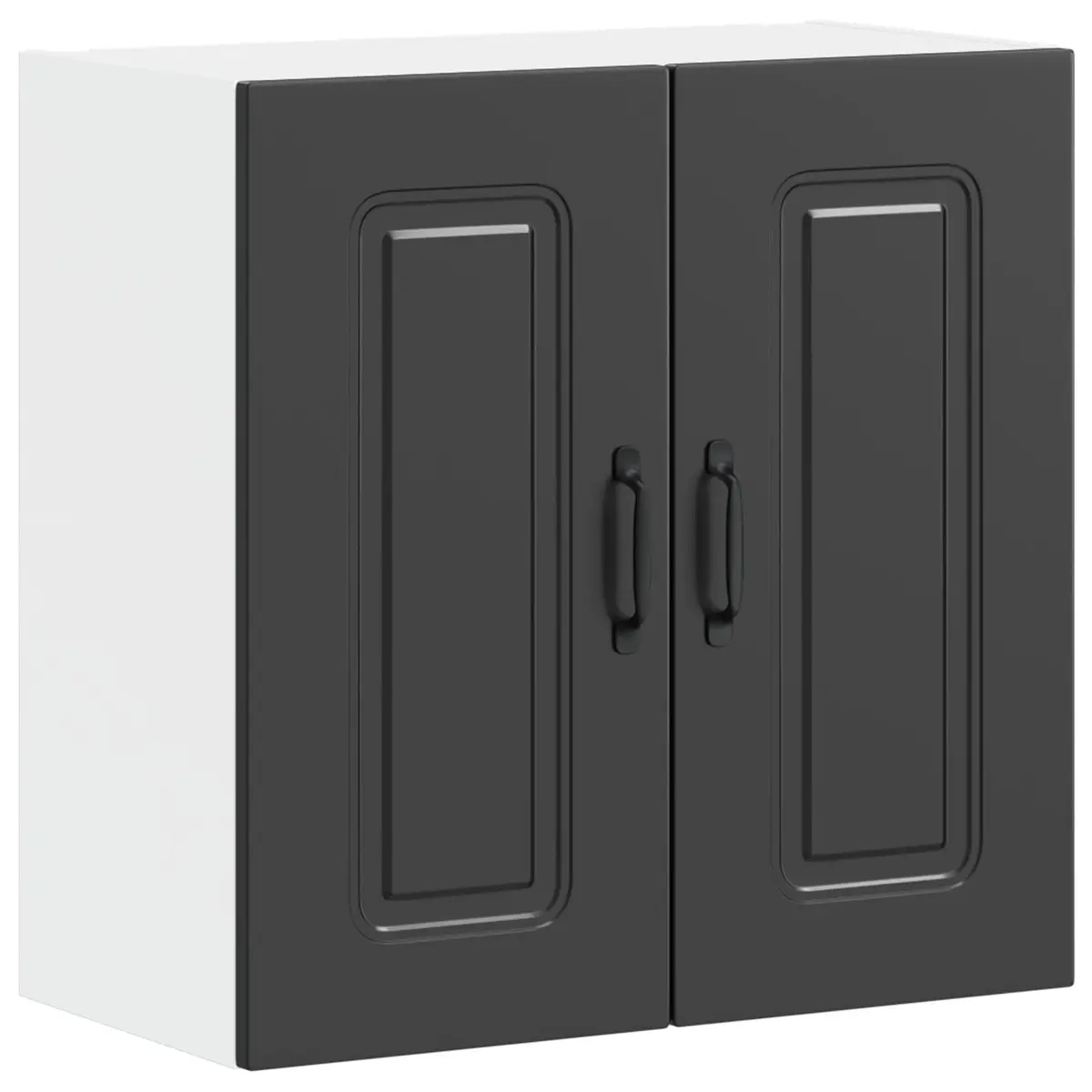 Kitchen Wall Cabinet Black Engineered Wood Concealed Door Storage