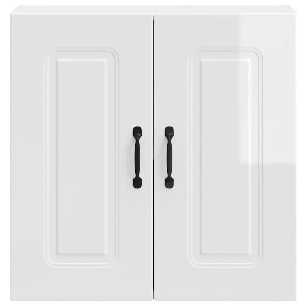 White Kitchen Cabinet High Gloss Engineered Wood Wall Storage Unit