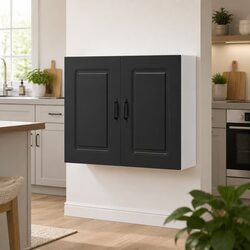 Compact and Practical Black Kitchen Wall Cabinet
