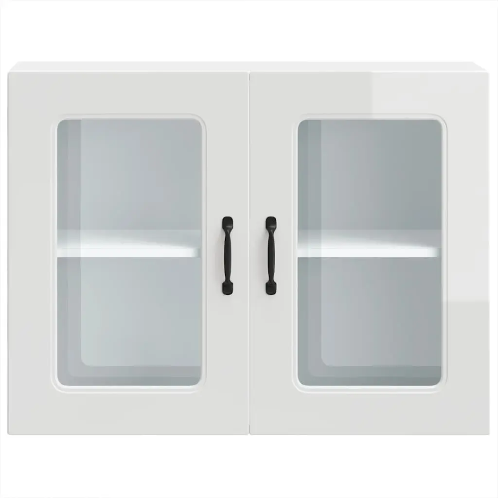 Kitchen Cabinet White High Gloss Glass Door Engineered Wood Storage Unit