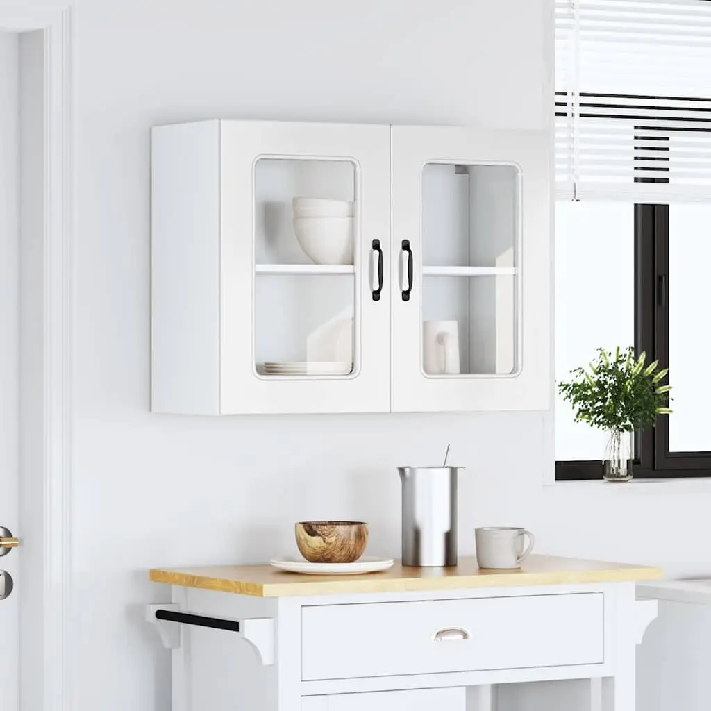 Kitchen Cabinet White High Gloss Glass Door Engineered Wood Storage Unit