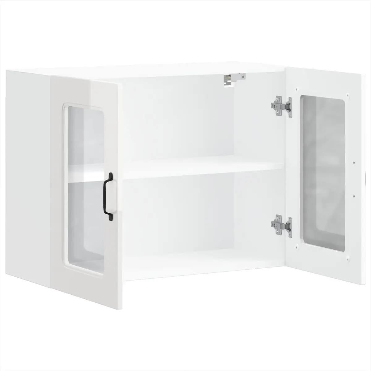 Kitchen Cabinet White High Gloss Glass Door Engineered Wood Storage Unit