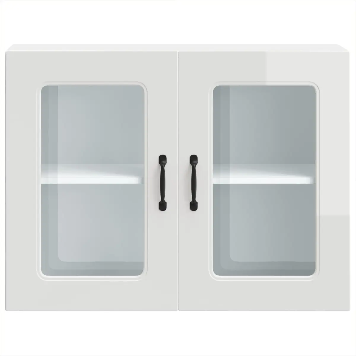 Kitchen Cabinet White High Gloss Glass Door Engineered Wood Storage Unit