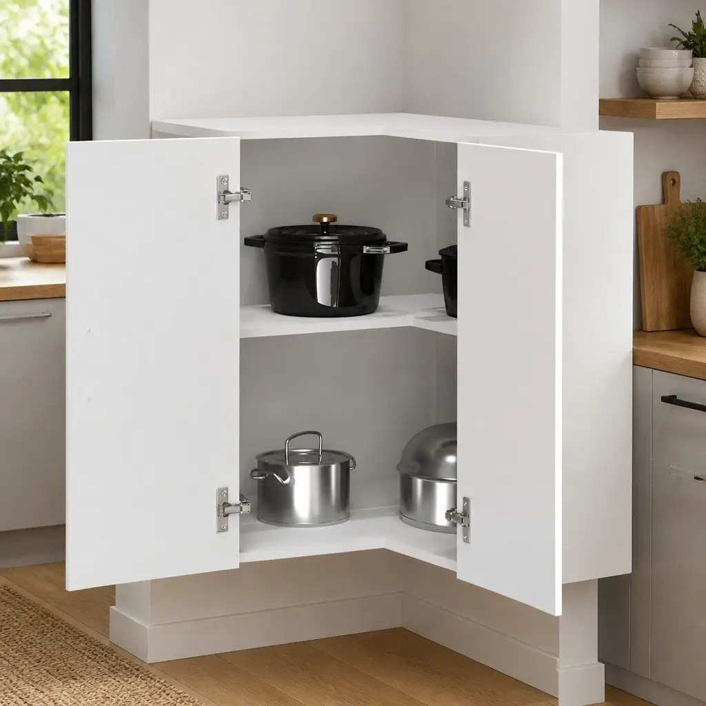Wall-Mounted Storage Organizer White Engineered Wood Kitchen Corner Cabinet