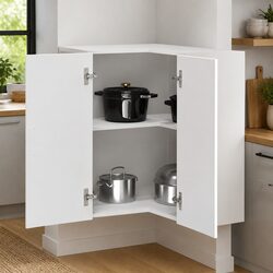 White Wall-Mounted Corner Cabinet for Kitchens