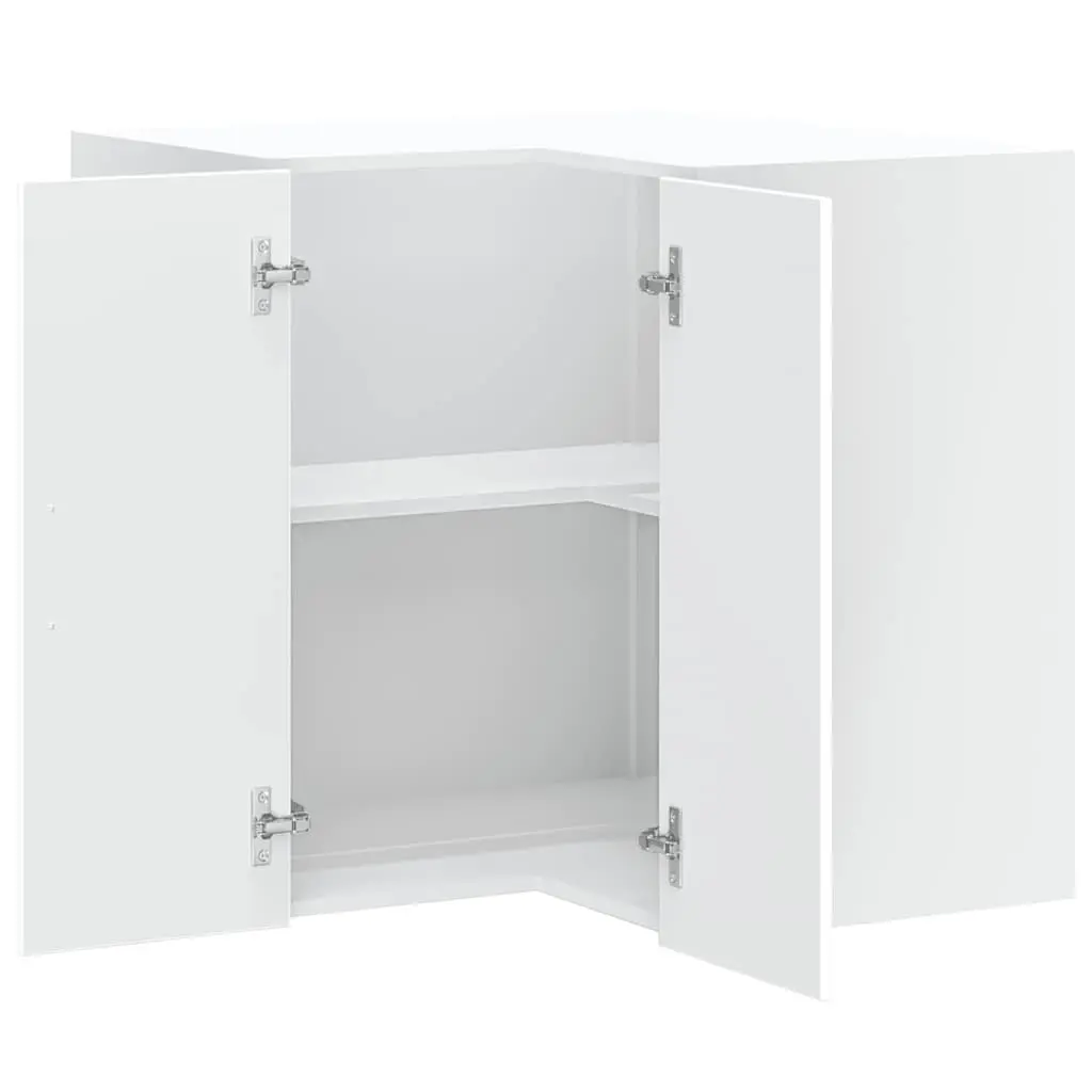 Wall-Mounted Storage Organizer White Engineered Wood Kitchen Corner Cabinet