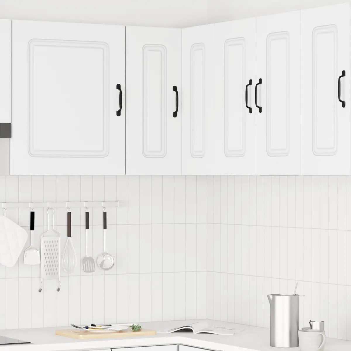 Wall-Mounted Storage Organizer White Engineered Wood Kitchen Corner Cabinet
