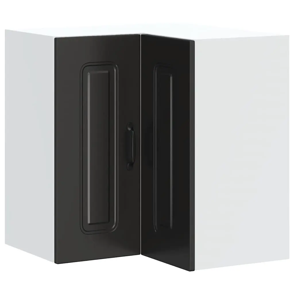 Wall Mounted Storage Organizer Black Engineered Wood Kitchen Corner Cabinet