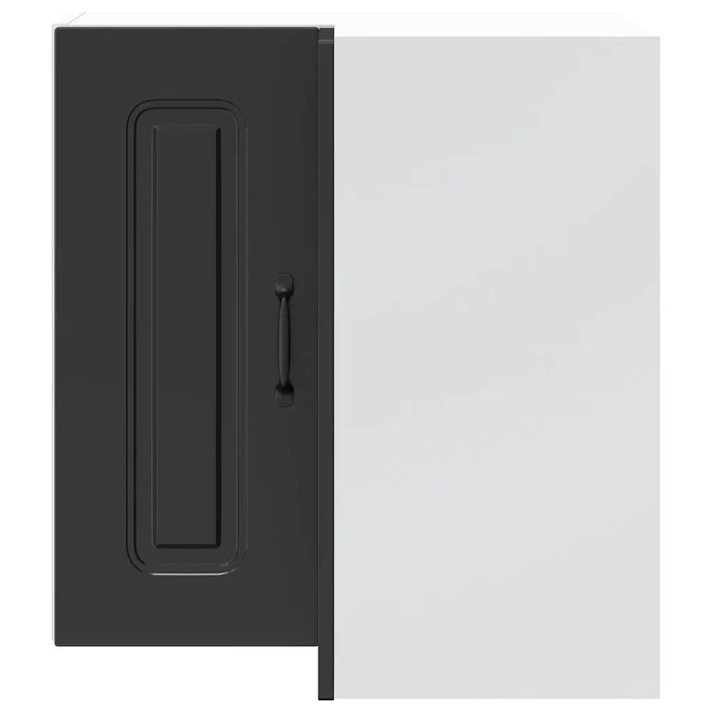 Wall Mounted Storage Organizer Black Engineered Wood Kitchen Corner Cabinet