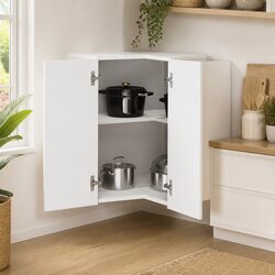 White High Gloss Corner Cabinet for Kitchens