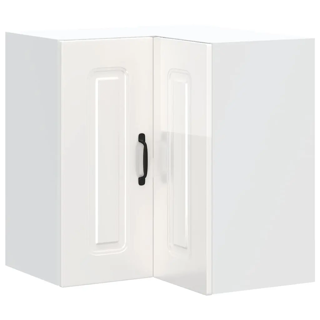 Kitchen Cabinet White High Gloss Wall-Mounted Engineered Wood Storage Cupboard