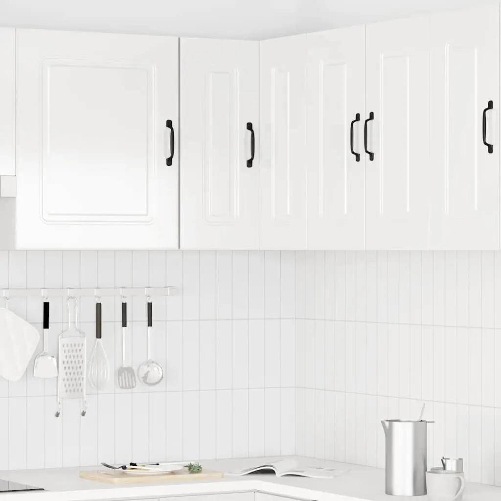 Kitchen Cabinet White High Gloss Wall-Mounted Engineered Wood Storage Cupboard