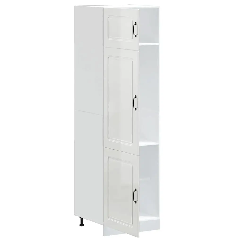 Kitchen Cabinet White High Gloss Engineered Wood Adjustable Feet