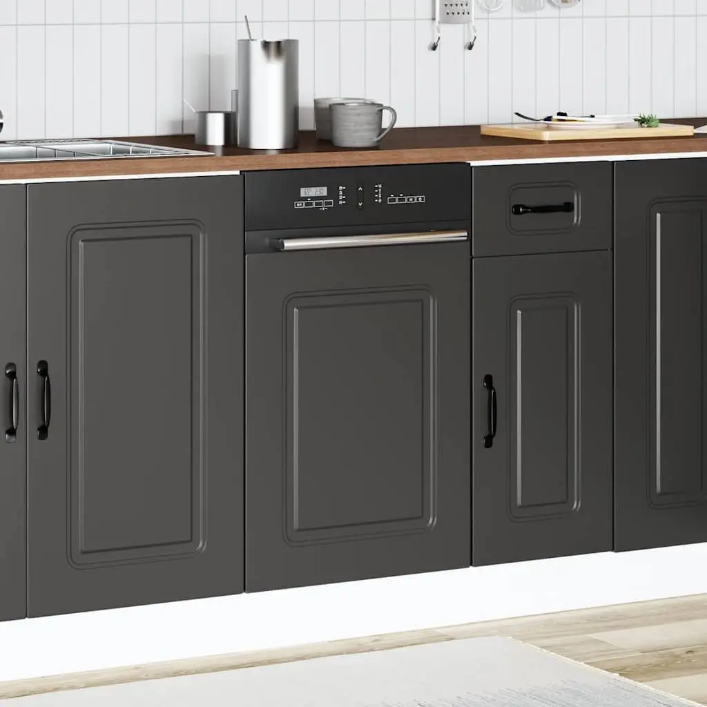 Dishwasher Panel Black 45x1.5x57cm Engineered Wood Smooth Surface Durable Kitchen Appliance Front Cover