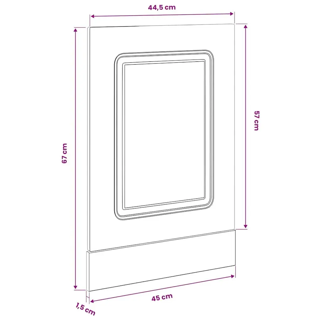Dishwasher Panel Black 45x1.5x57cm Engineered Wood Smooth Surface Durable Kitchen Appliance Front Cover