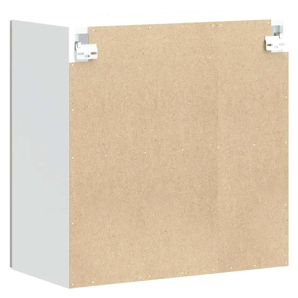 Kitchen Cabinet White Engineered Wood Wall-Mounted Glass Door Storage Unit
