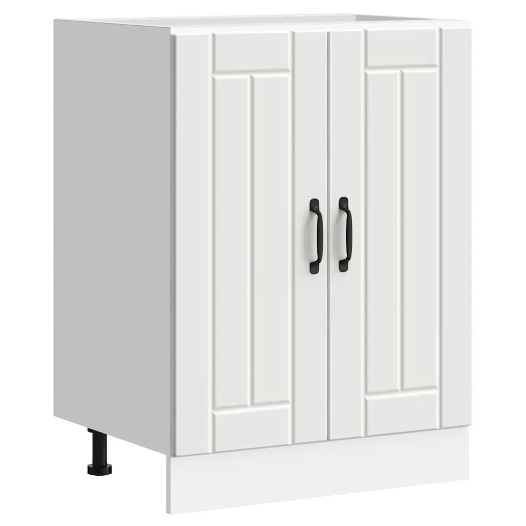 Sink Base Cabinet White Engineered Wood Adjustable Feet Organised Storage