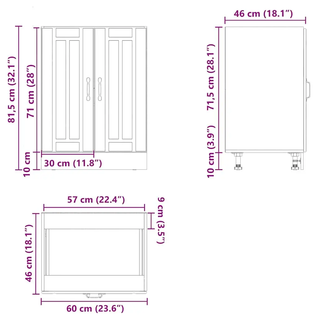 Sink Base Cabinet White Engineered Wood Adjustable Feet Organised Storage