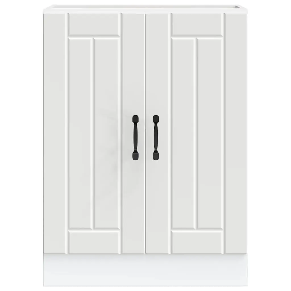 Sink Base Cabinet White Engineered Wood Adjustable Feet Organised Storage