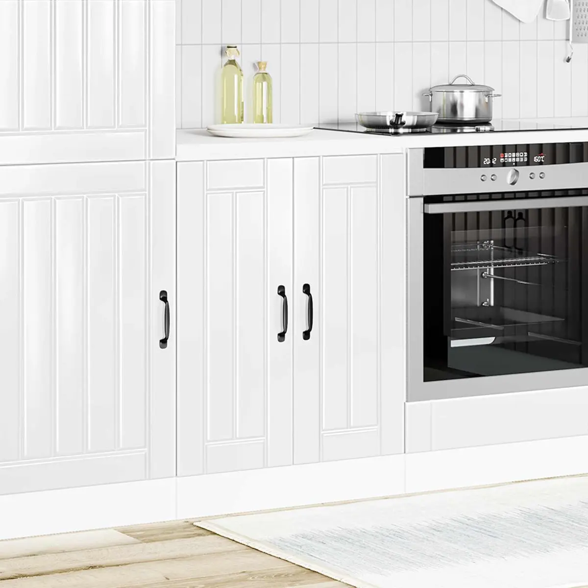 Kitchen Cabinet White High Gloss Engineered Wood Adjustable Feet Storage Unit