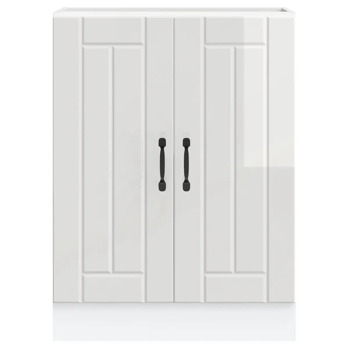 Kitchen Cabinet White High Gloss Engineered Wood Adjustable Feet Storage Unit