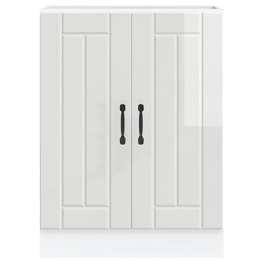 Kitchen Cabinet White High Gloss Engineered Wood Adjustable Feet Storage Unit