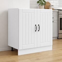 Concise White Kitchen Sink Base Cabinet with Ample Storage