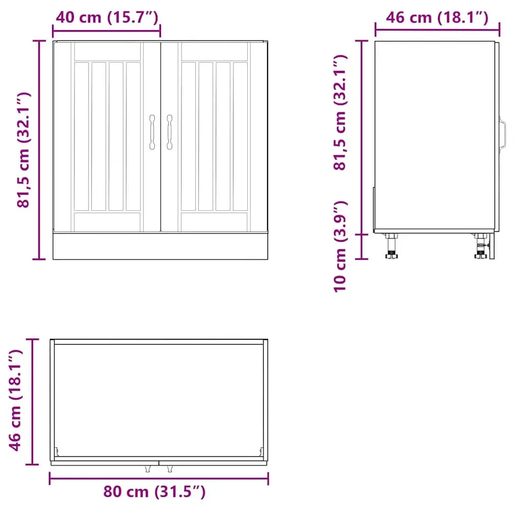 Sink Base Cabinet White Engineered Wood Adjustable Feet Concealed Storage