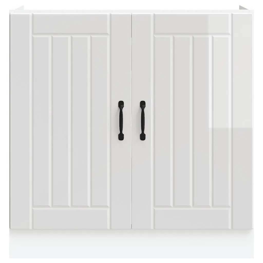 Sink Base Cabinet White Engineered Wood Adjustable Feet Concealed Storage
