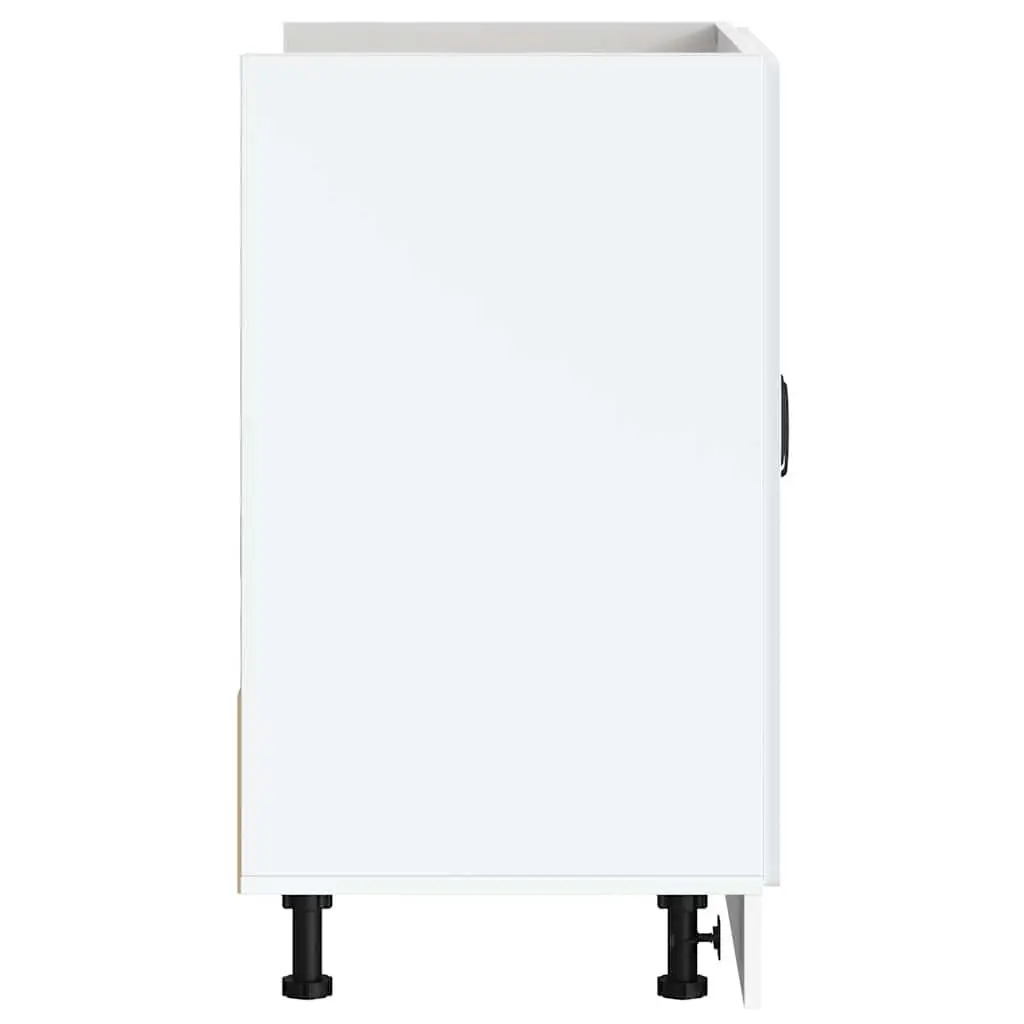 Sink Base Cabinet White Engineered Wood Adjustable Feet Concealed Storage