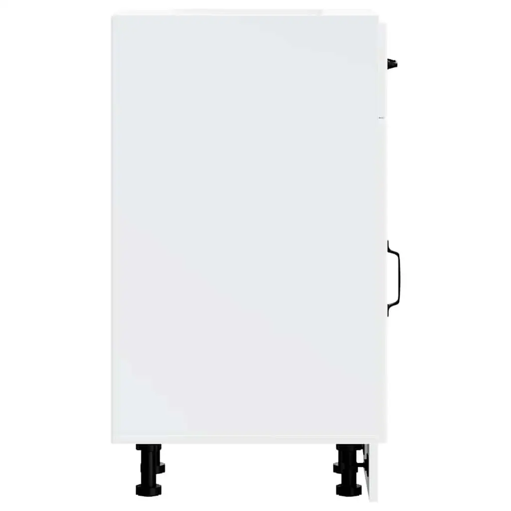 White Storage Sink Base Cabinet Engineered Wood Kitchen Cupboard with Doors