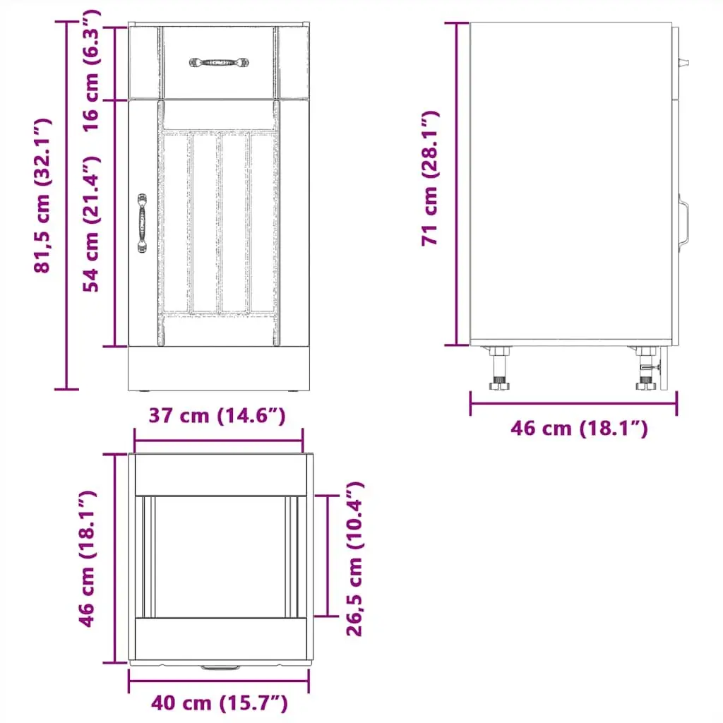 Engineered Wood Kitchen Cabinet Storage Unit White Adjustable Feet for Sink