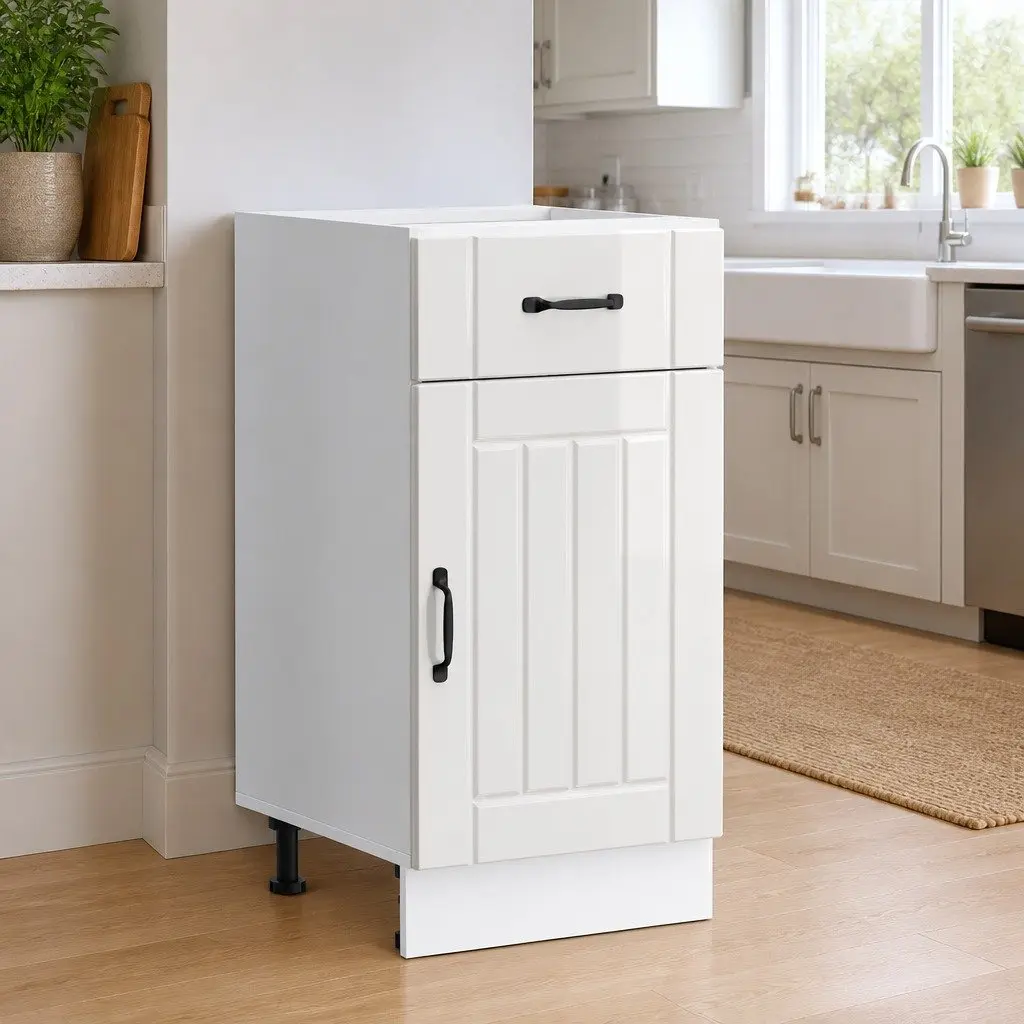 Kitchen Cabinet White High Gloss Engineered Wood Storage Sink Unit