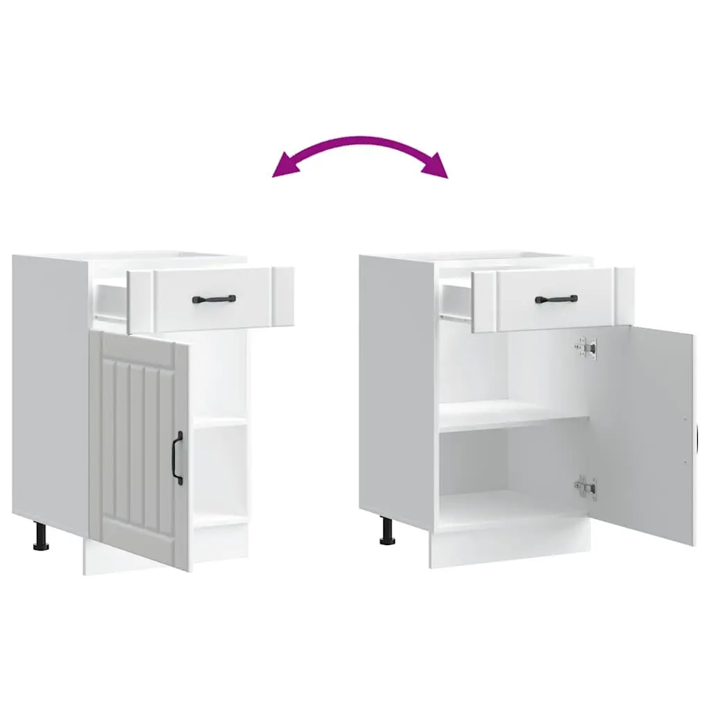 Kitchen Base Cabinet White Engineered Wood Storage Sink Cupboard Furniture