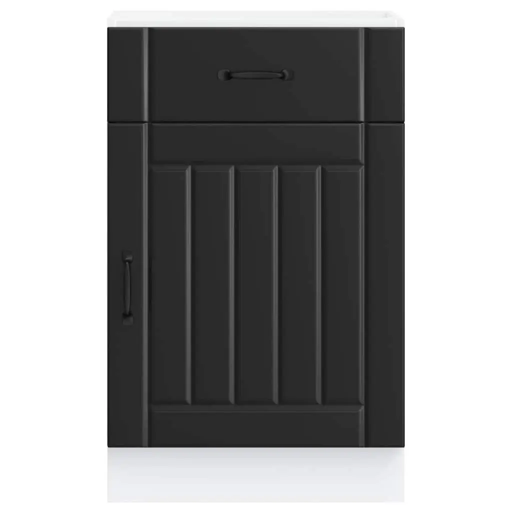Kitchen Cabinet Black Engineered Wood Storage Cupboard Sink Unit