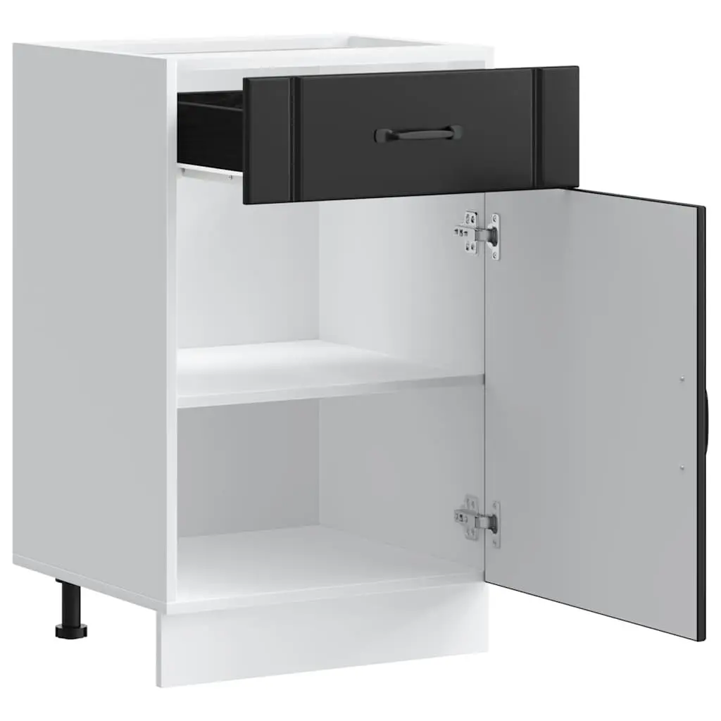 Kitchen Cabinet Black Engineered Wood Storage Cupboard Sink Unit