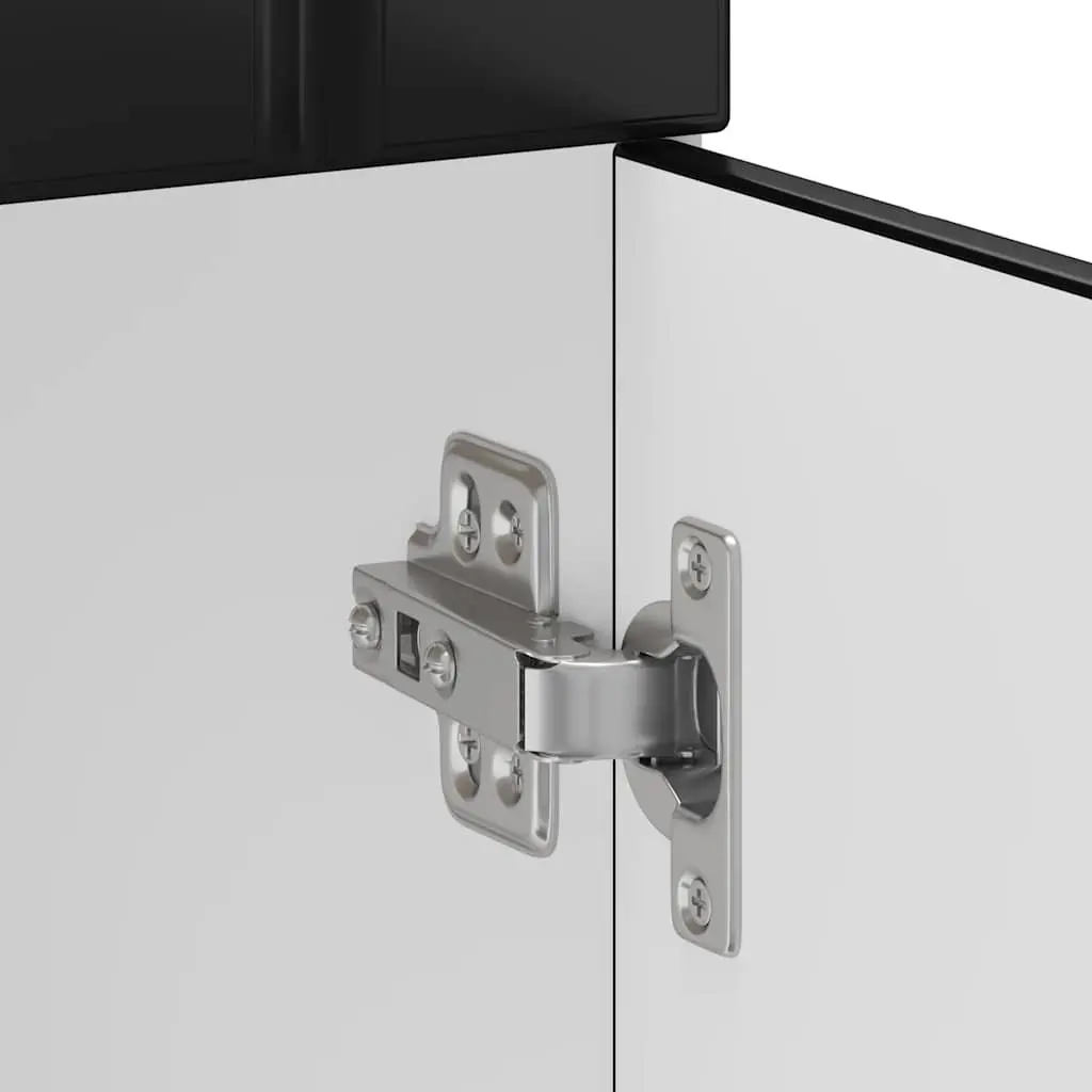 Kitchen Cabinet Black Engineered Wood Storage Cupboard Sink Unit