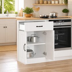 White Engineered Wood Kitchen Base Cabinet for Storage