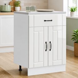 Compact High Gloss White Kitchen Base Cabinet