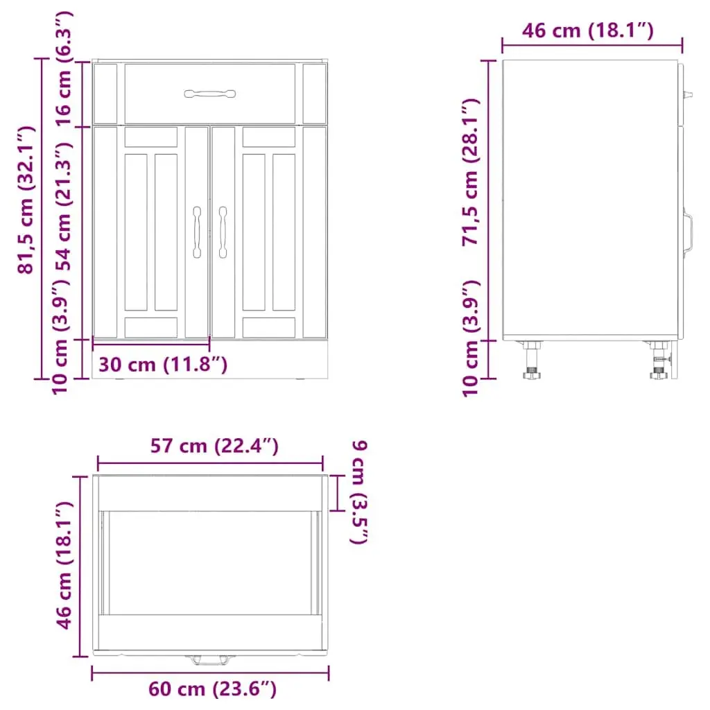 Kitchen Cabinet White High Gloss Engineered Wood Sink Base Durable Storage