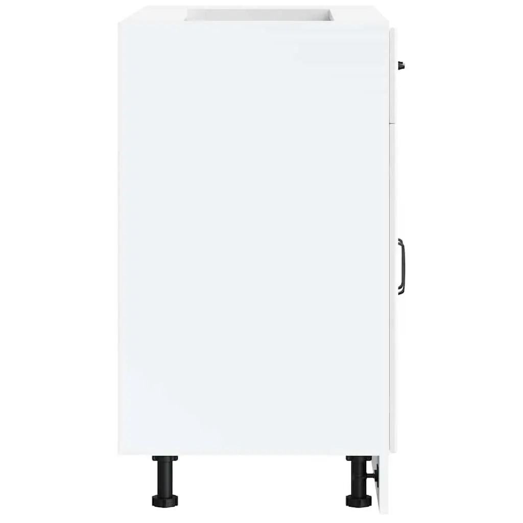 Kitchen Cabinet White High Gloss Engineered Wood Sink Base Durable Storage